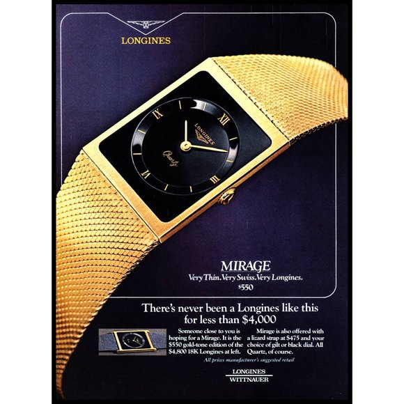 1981 Longines Wittnauer Mirage Gold Swiss Watch Vintage Print Ad Wall Art Photo - Picture 1 of 1